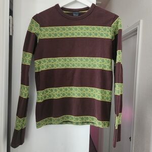 Number Nine Shirt (N)ine (N) Ine Smiley Face Japan Striped Brown Green Nirvana